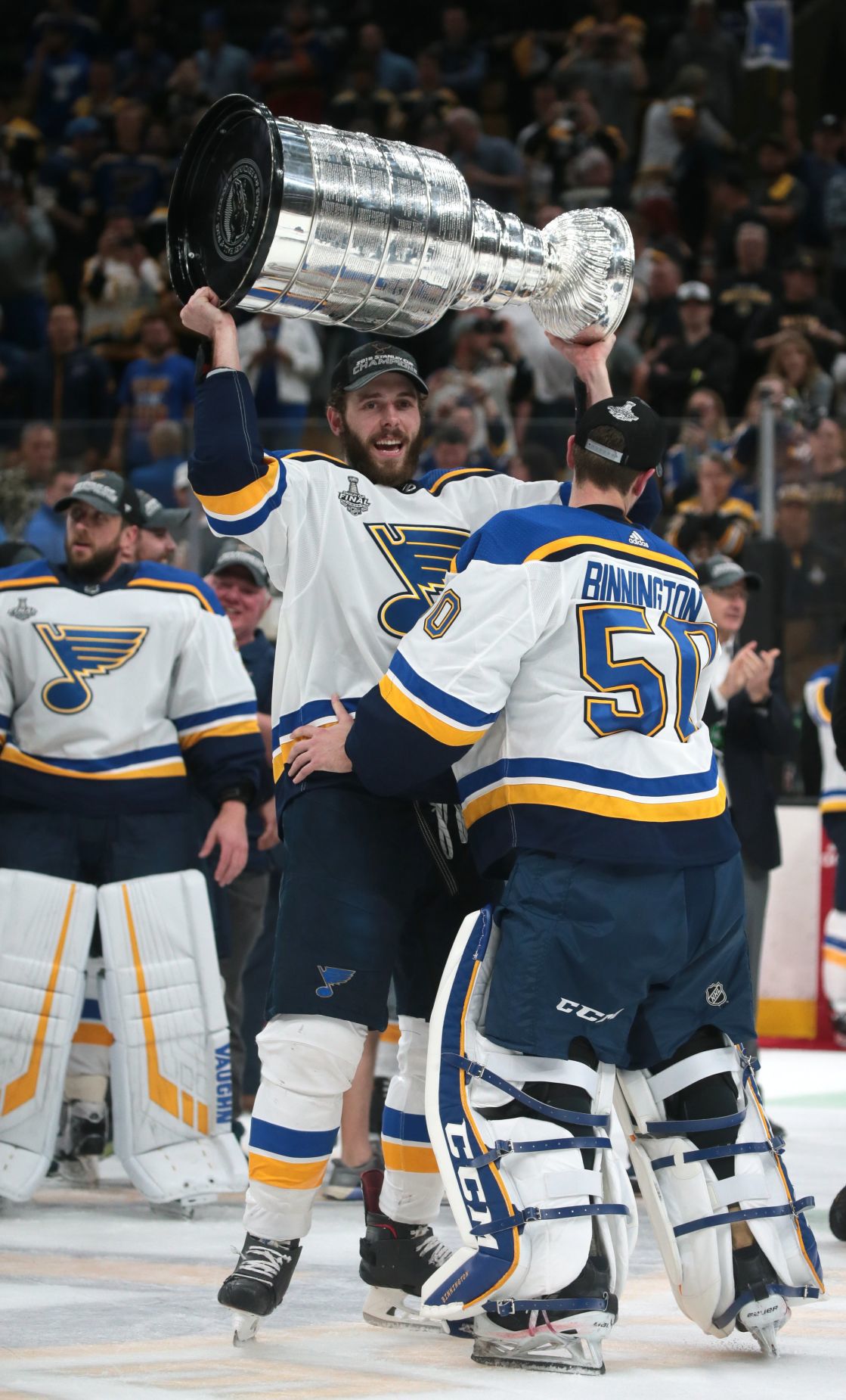 Joel Edmundson hoists the Cup